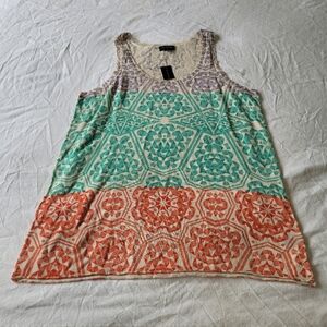 The Limited Tank Top Womens L Linen Cotton Blend Scoop Neck Relaxed Coastal NWT